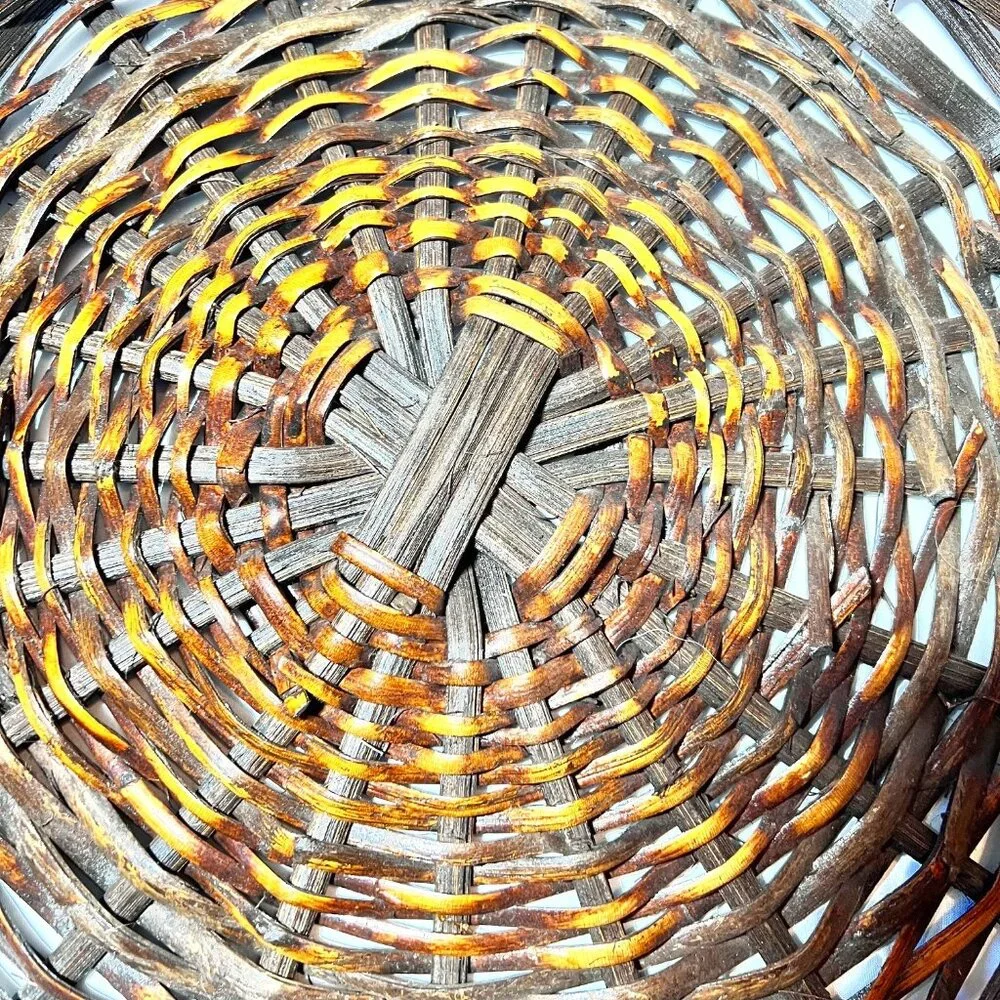 Large Floor Wicker Basket With Handles-!8
